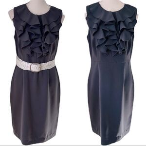 Spense Gray Tiered Ruffle Belted Dress Sz 6